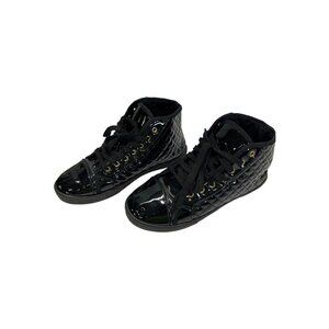 Women Qupid Reeve-01 Patent PU Capped Toe Quilted High Top Sneaker Womens 8
